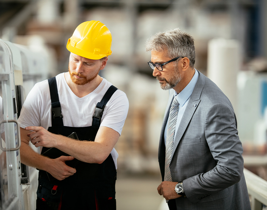 Engineers reviewing safety and quality systems