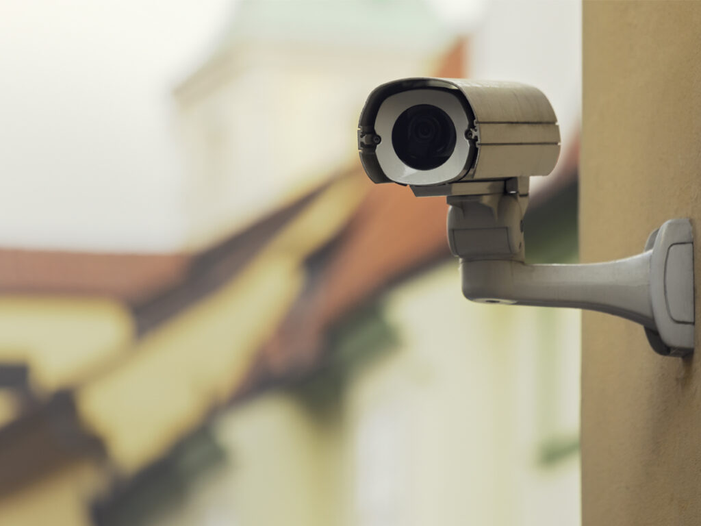 Security camera on the wall