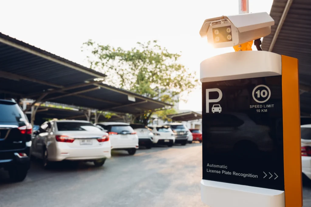 Security camera in parking lot